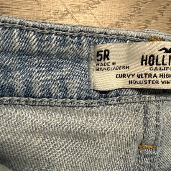 Hollister Jeans Curvy Ultra High Rise Dad Patchwork Light Wash Sz 5 Baggie Denim - Picture 13 of 16